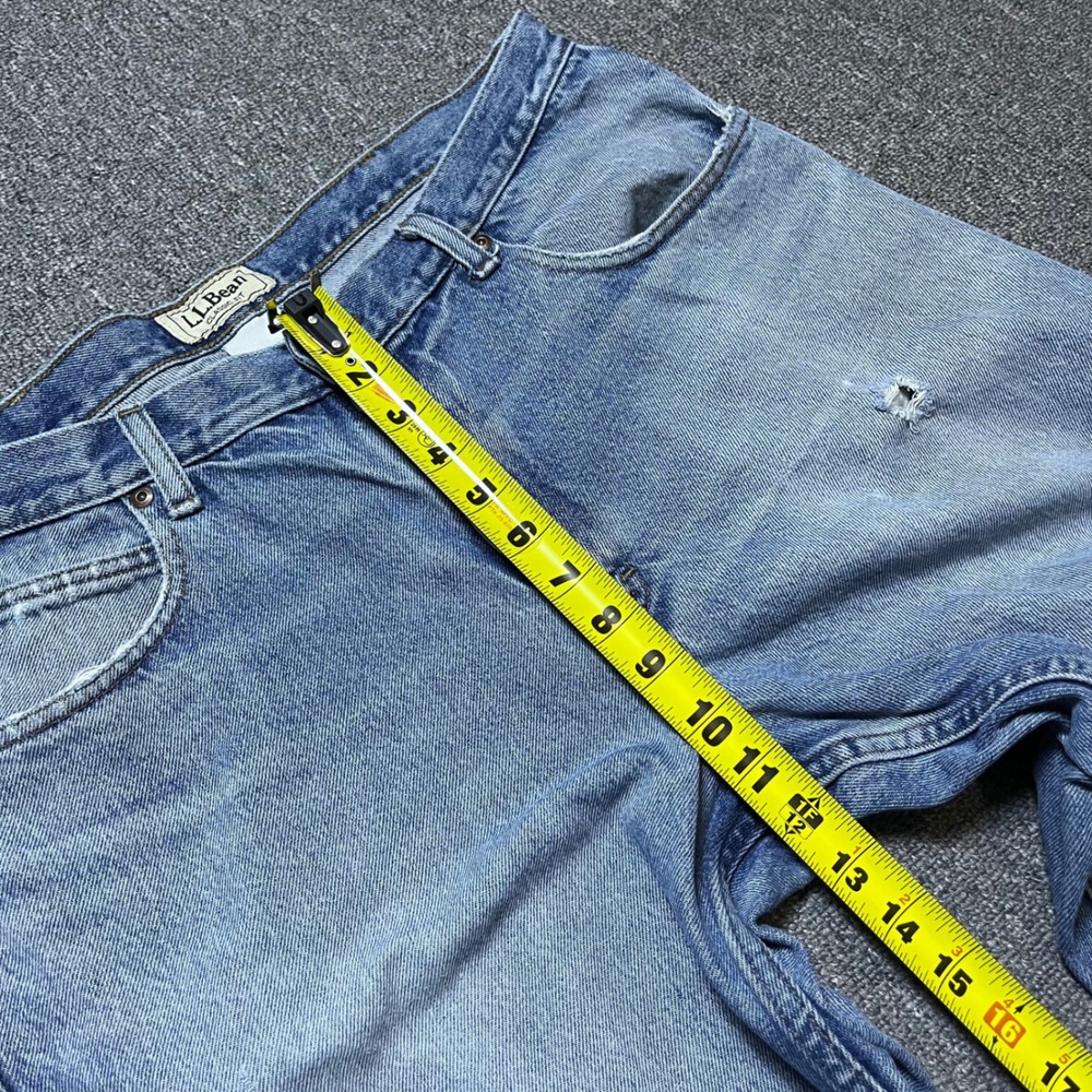 L.L.Bean Classic Fit Jeans 37x29 Light Wash Distressed Straight Leg Denim - Picture 6 of 16